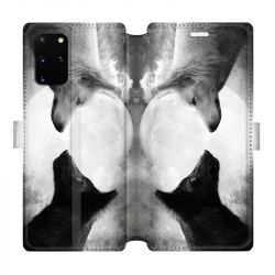 Housse cuir portefeuille pour Samsung Galaxy S20 Plus Loup Duo