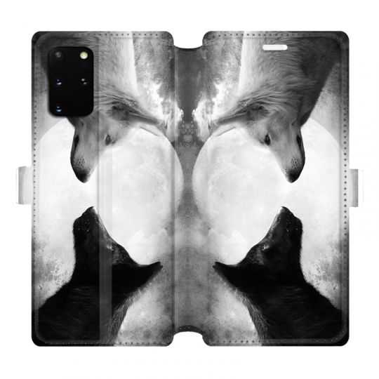 Housse cuir portefeuille pour Samsung Galaxy S20 Plus Loup Duo