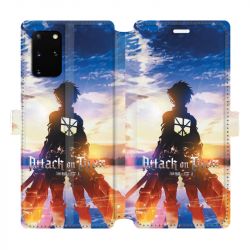 Housse cuir portefeuille pour Samsung Galaxy S20 Plus Manga Attaque titans Soleil