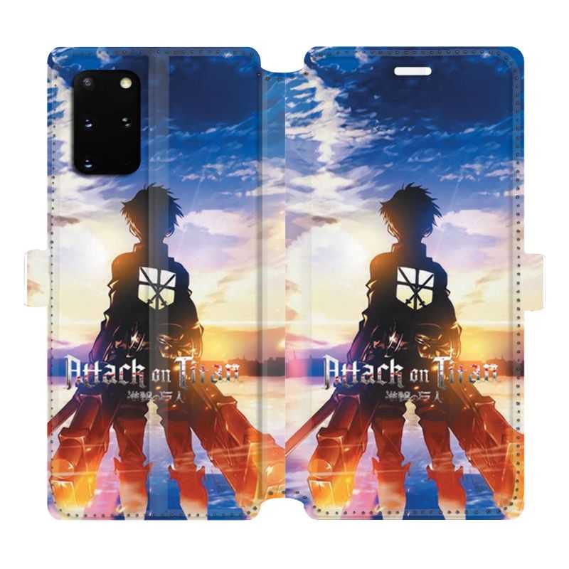 Housse cuir portefeuille pour Samsung Galaxy S20 Plus Manga Attaque titans Soleil