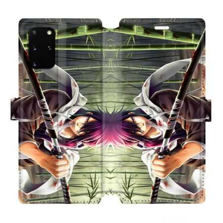 Housse cuir portefeuille pour Samsung Galaxy S20 Plus Manga bambou