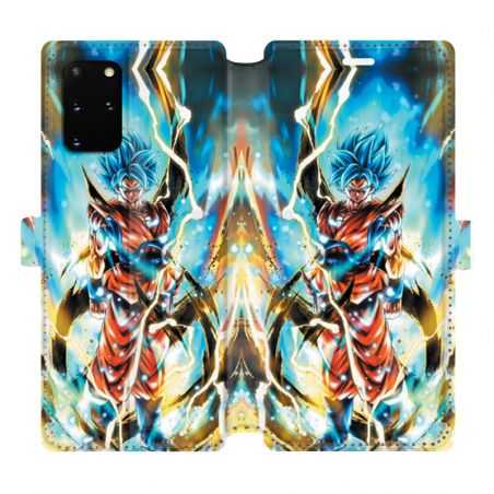 Housse cuir portefeuille pour Samsung Galaxy S20 Plus Manga Dragon Ball Sangoku Blanc