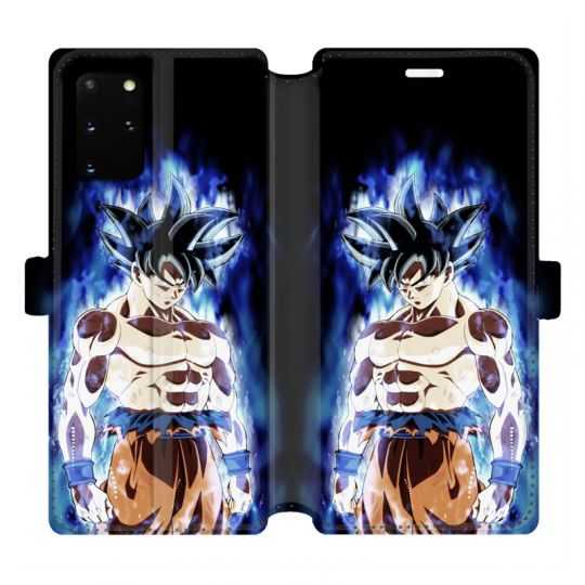 Housse cuir portefeuille pour Samsung Galaxy S20 Plus Manga Dragon Ball Sangoku Noir