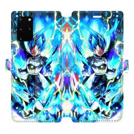 Housse cuir portefeuille pour Samsung Galaxy S20 Plus Manga Dragon Ball Vegeta Bleu
