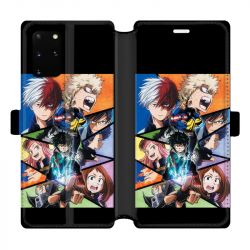 Housse cuir portefeuille pour Samsung Galaxy S20 Plus Manga My hero academia noir
