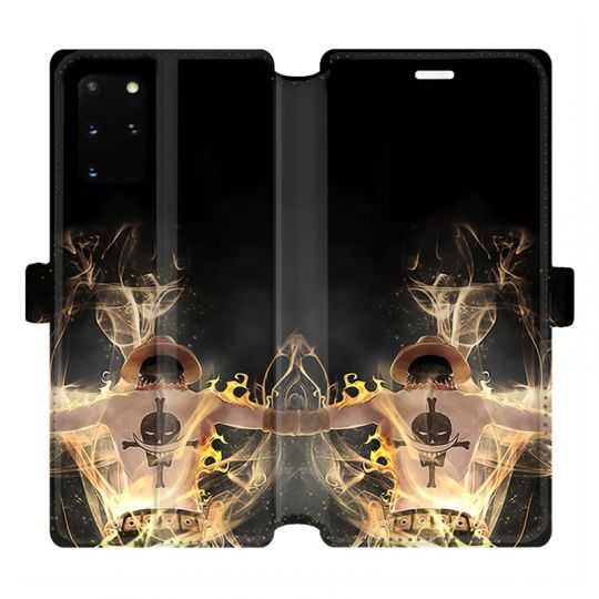 Housse cuir portefeuille pour Samsung Galaxy S20 Plus Manga One Piece Ace noir