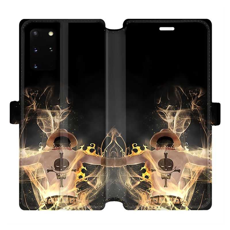 Housse cuir portefeuille pour Samsung Galaxy S20 Plus Manga One Piece Ace noir