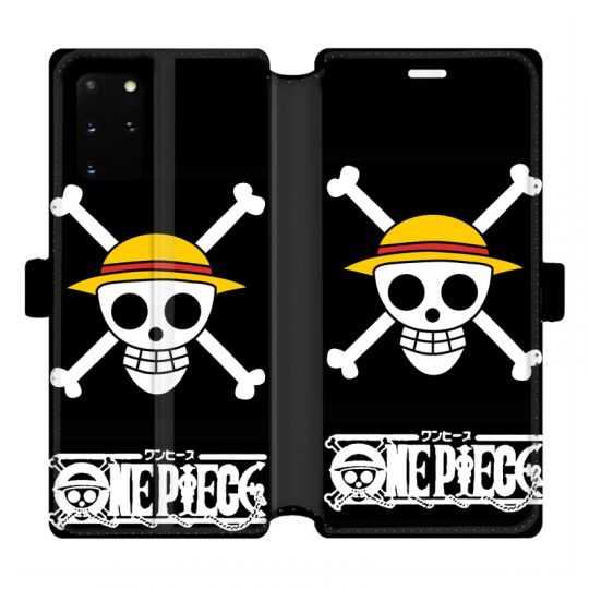 Housse cuir portefeuille pour Samsung Galaxy S20 Plus Manga One Piece tete de mort