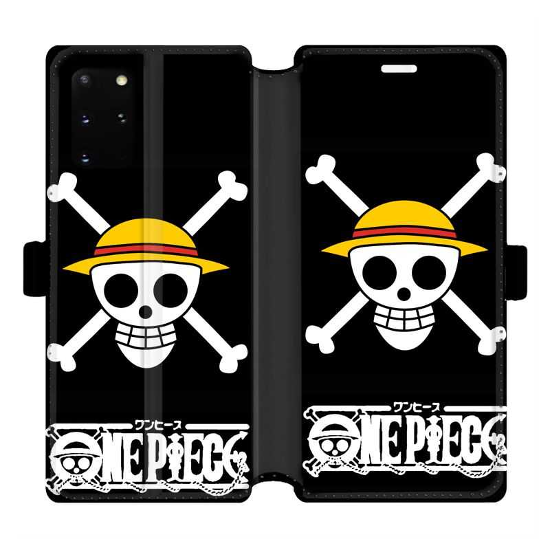 Housse cuir portefeuille pour Samsung Galaxy S20 Plus Manga One Piece tete de mort
