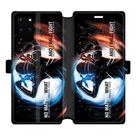 Housse cuir portefeuille pour Samsung Galaxy S20 Plus Manga SAO sword Art Online Fight