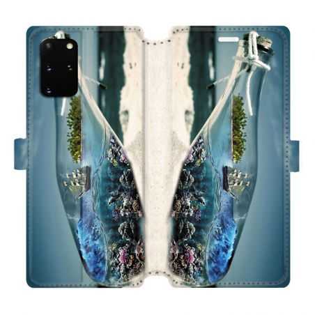 Housse cuir portefeuille pour Samsung Galaxy S20 Plus Mer Bouteille
