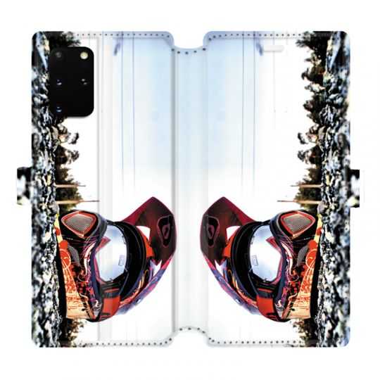 Housse cuir portefeuille pour Samsung Galaxy S20 Plus Moto Casque Cross