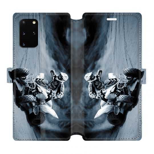 Housse cuir portefeuille pour Samsung Galaxy S20 Plus Moto Quad
