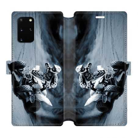 Housse cuir portefeuille pour Samsung Galaxy S20 Plus Moto Quad