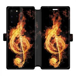 Housse cuir portefeuille pour Samsung Galaxy S20 Plus Musique clé sol feu N