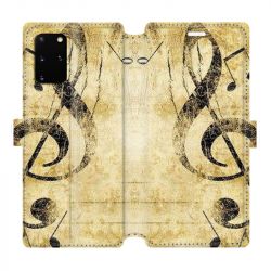 Housse cuir portefeuille pour Samsung Galaxy S20 Plus Musique clé sol vintage