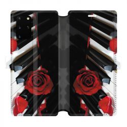 Housse cuir portefeuille pour Samsung Galaxy S20 Plus Musique Rose Piano