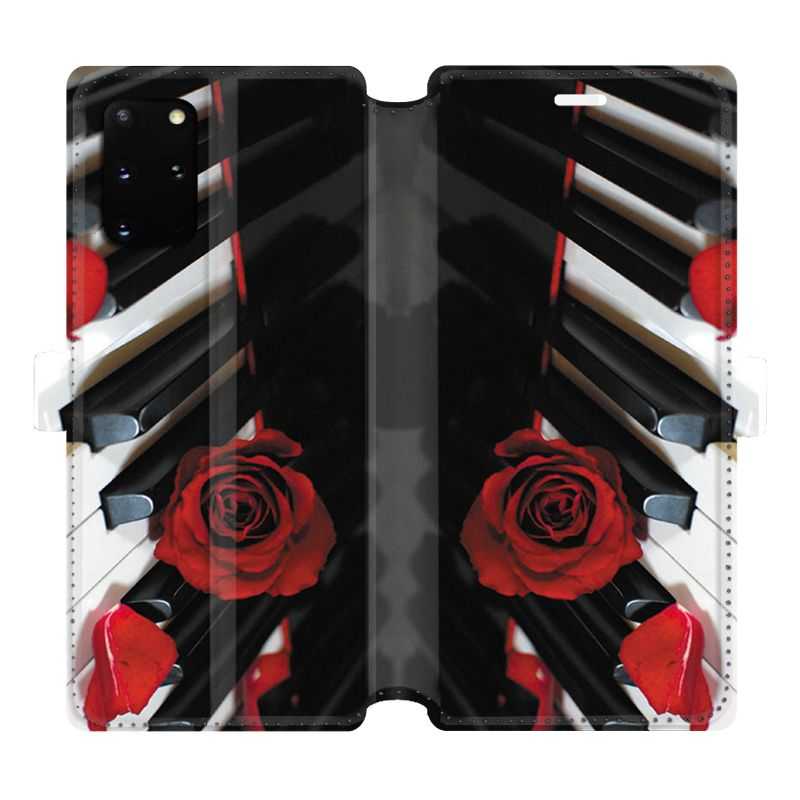 Housse cuir portefeuille pour Samsung Galaxy S20 Plus Musique Rose Piano