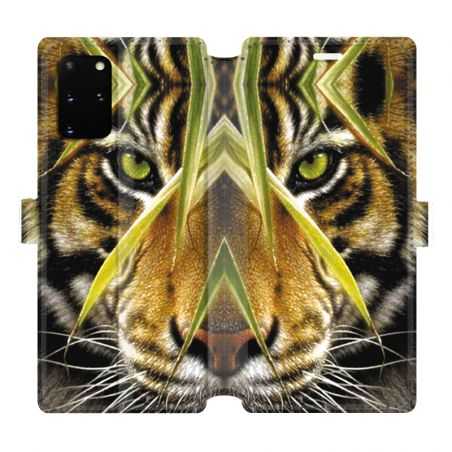 Housse cuir portefeuille pour Samsung Galaxy S20 Plus ?il tigre