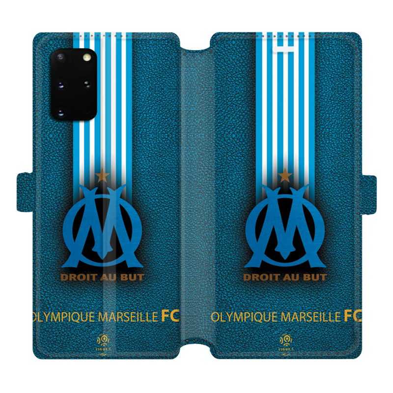 Housse cuir portefeuille pour Samsung Galaxy S20 Plus Olympique Marseille OM Bande