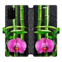 Housse cuir portefeuille pour Samsung Galaxy S20 Plus orchidee bambou