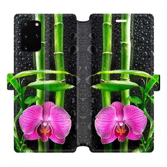 Housse cuir portefeuille pour Samsung Galaxy S20 Plus orchidee bambou
