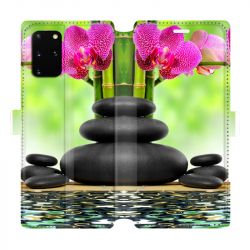 Housse cuir portefeuille pour Samsung Galaxy S20 Plus orchidee eau