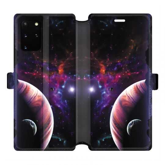 Housse cuir portefeuille pour Samsung Galaxy S20 Plus Planete rouge