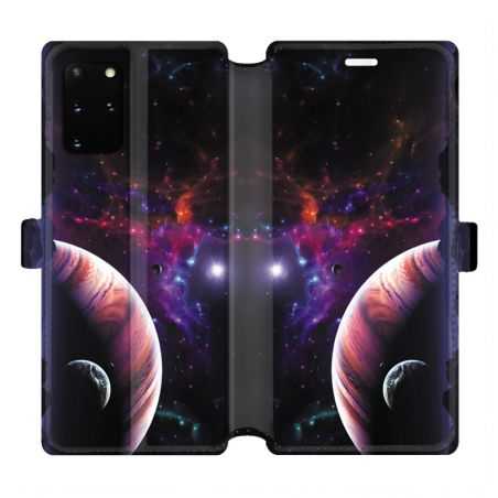 Housse cuir portefeuille pour Samsung Galaxy S20 Plus Planete rouge