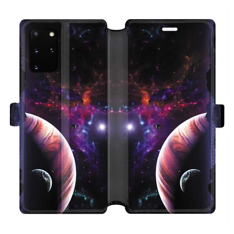 Housse cuir portefeuille pour Samsung Galaxy S20 Plus Planete rouge