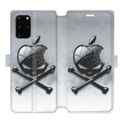 Housse cuir portefeuille pour Samsung Galaxy S20 Plus Pomme Tete mort