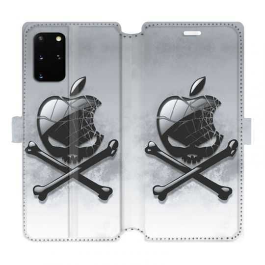 Housse cuir portefeuille pour Samsung Galaxy S20 Plus Pomme Tete mort