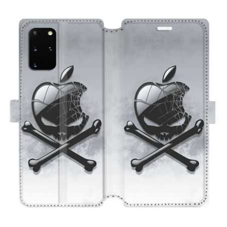 Housse cuir portefeuille pour Samsung Galaxy S20 Plus Pomme Tete mort