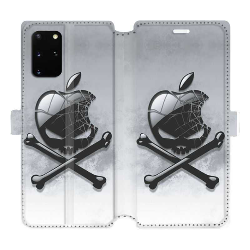 Housse cuir portefeuille pour Samsung Galaxy S20 Plus Pomme Tete mort