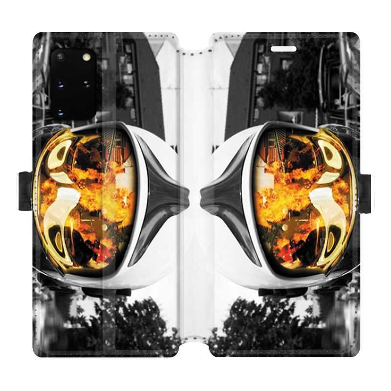 Housse cuir portefeuille pour Samsung Galaxy S20 Plus pompier casque feu