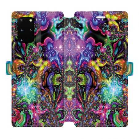 Housse cuir portefeuille pour Samsung Galaxy S20 Plus Psychedelic colore
