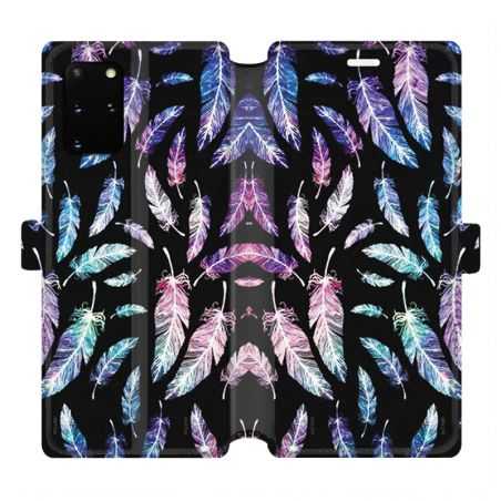 Housse cuir portefeuille pour Samsung Galaxy S20 Plus Psychedelic Plume
