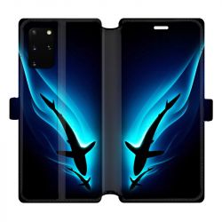 Housse cuir portefeuille pour Samsung Galaxy S20 Plus Requin Noir