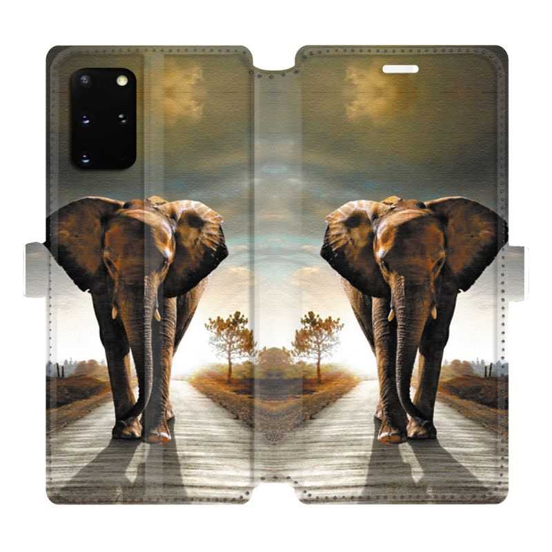 Housse cuir portefeuille pour Samsung Galaxy S20 Plus savane Elephant route