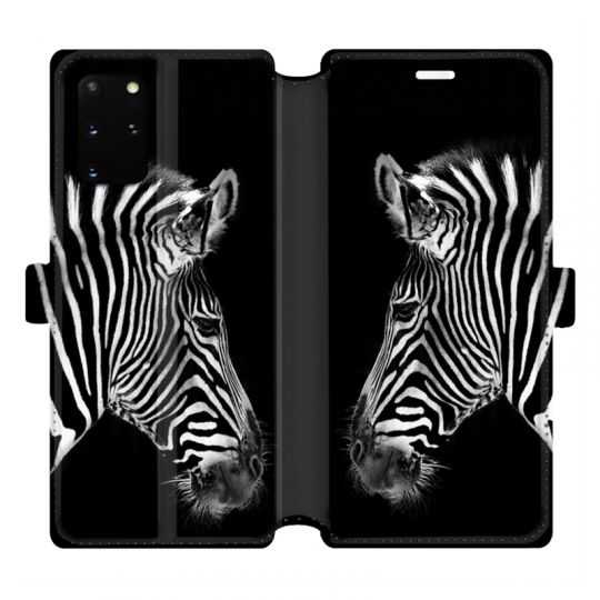 Housse cuir portefeuille pour Samsung Galaxy S20 Plus savane Zebra