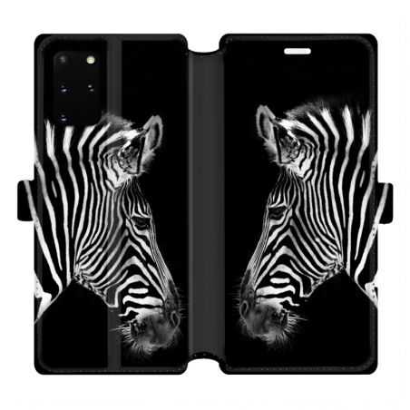 Housse cuir portefeuille pour Samsung Galaxy S20 Plus savane Zebra