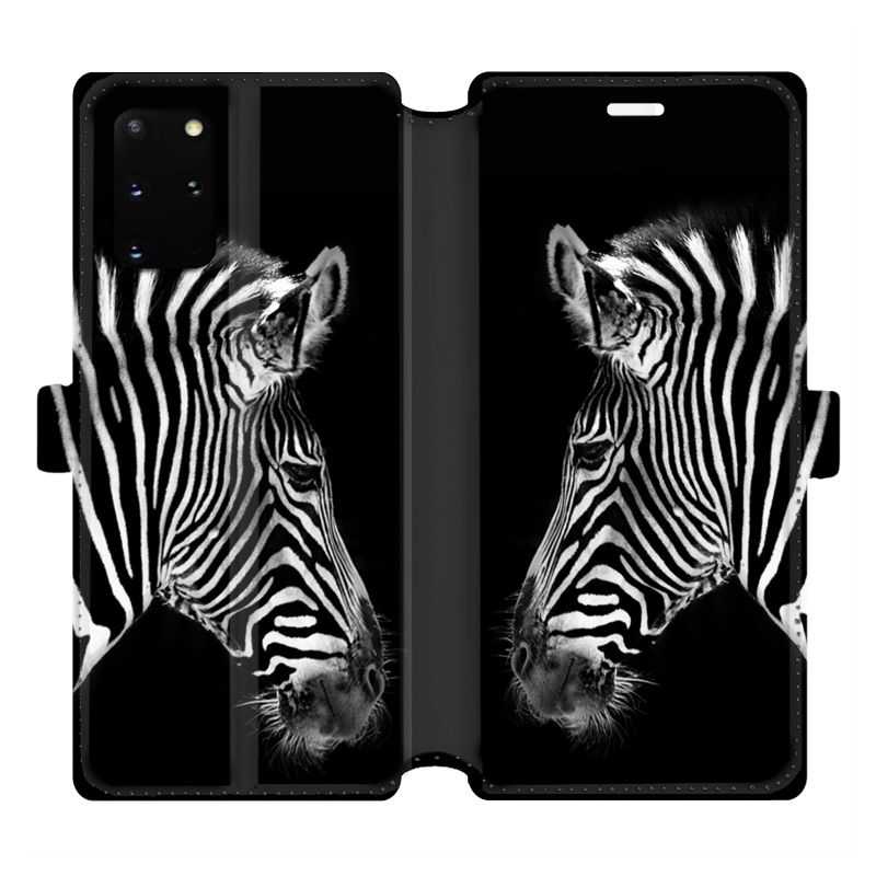 Housse cuir portefeuille pour Samsung Galaxy S20 Plus savane Zebra