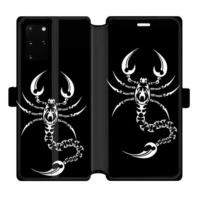 Housse cuir portefeuille pour Samsung Galaxy S20 Plus scorpion