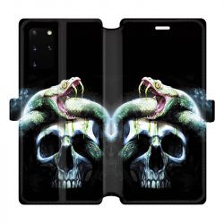 Housse cuir portefeuille pour Samsung Galaxy S20 Plus serpent crane