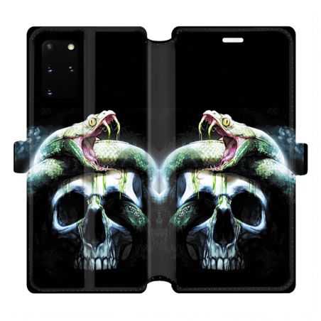 Housse cuir portefeuille pour Samsung Galaxy S20 Plus serpent crane