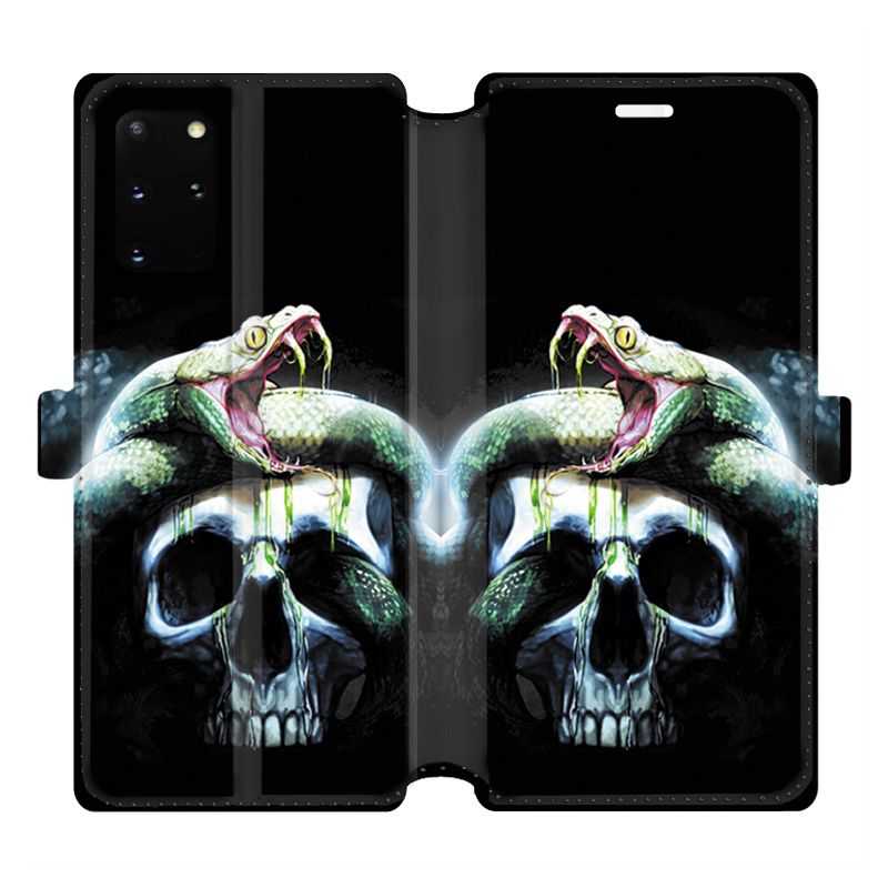 Housse cuir portefeuille pour Samsung Galaxy S20 Plus serpent crane