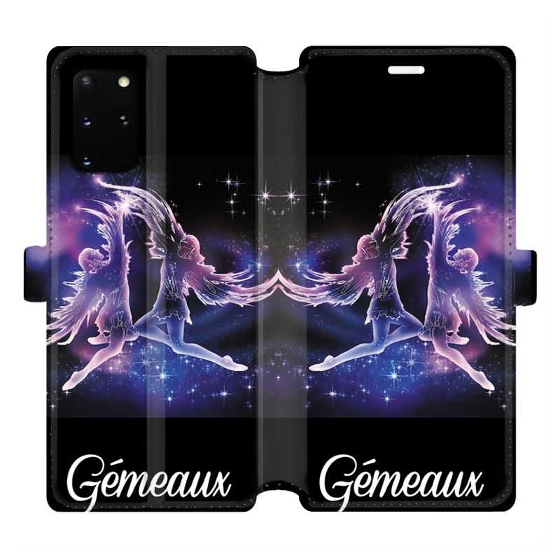 Housse cuir portefeuille pour Samsung Galaxy S20 Plus signe zodiaque 2 Gémeaux