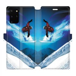 Housse cuir portefeuille pour Samsung Galaxy S20 Plus Snowboard saut