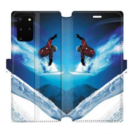 Housse cuir portefeuille pour Samsung Galaxy S20 Plus Snowboard saut