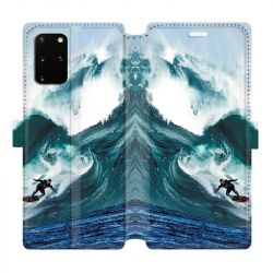 Housse cuir portefeuille pour Samsung Galaxy S20 Plus Surf vague